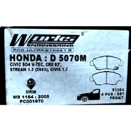 Works Brake Pad - Jazz / City DSi 1.5cc  0° - 500 Civic SR4 EK EJ6 EJ 1.7