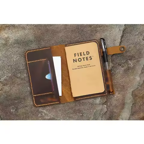 Personalized Leather field notes case wallet / mens leather pocket notebook case cover / refillable 