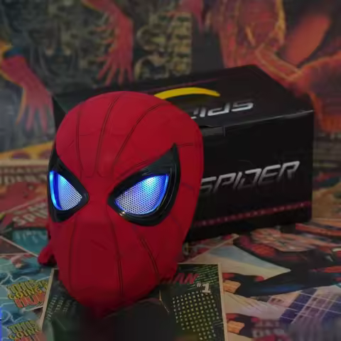 SpiderMan Cosplay Moving Eyes Electronic Mask Spider Man 1:1 Remote Control Toys For Adults Kids Gif