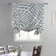 HPD Half Price Drapes Tie-Up Window Shade 46 X 63 Inch Ellis Printed Cotton PRTW-TUD50C-63 (1 Panel), Ellis Blue