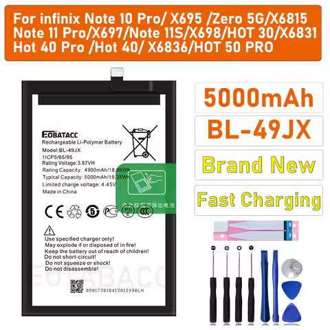2026 Years BL-49JX for Infinix Note 10 PRO X695 X695C X695D Note 11 PRO X697 Battery, 3.87V 5000mAh,