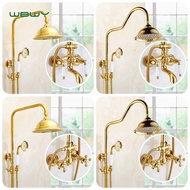 Gold Bathroom Shower System Set with Rain Showerhead Handheld Shower Sprayer