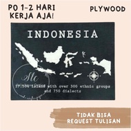 Wooden Poster Wall Decoration Map of Indonesia (Island, Ethnic & Dialects)