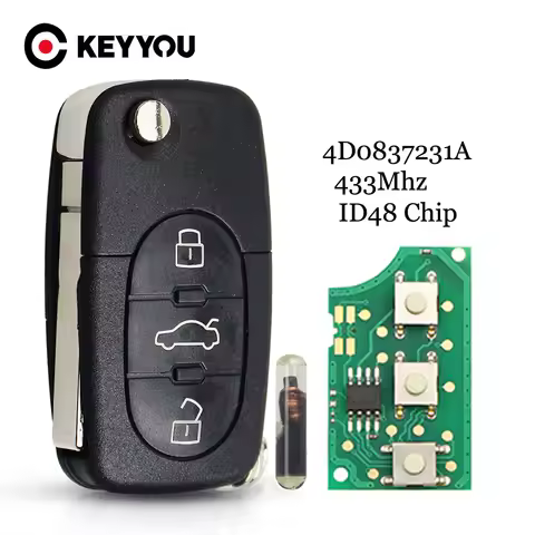 KEYYOU For Audi A3 A4 A6 A8 B5 TT RS4 Quattro 1994 - 2004 Old Models 433Mhz ID48 Chip HU66 Car Remot
