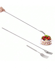 1pc Stainless Steel Extendable Dinner Fork - Retractable, Telescopic, 22.1~64.6cm (8.7~25.4in) Long,