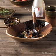 Pinggan Seramik Bujur Meikou Yaki 10-Inci Pinggan Sushi Sashimi Jepun Pinggan Ikan Kukus Pinggan Nas