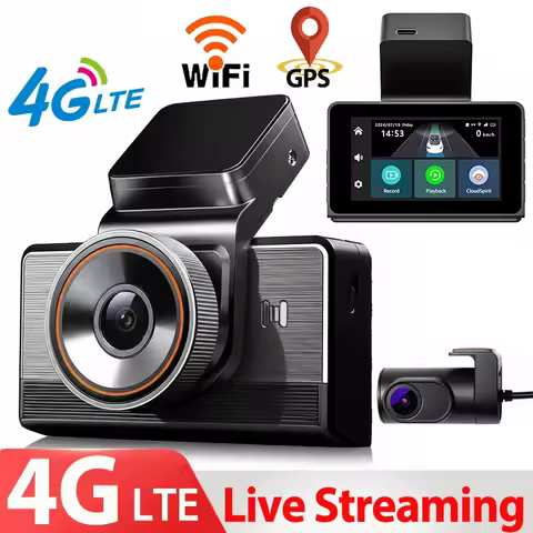 4G LTE Dash Cam GPS 2K 1440P Front and 720P Rear Night Vision Car Video Recorder Supports Real Time 