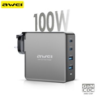 Awei PD48 100W GaN Charger PD Fast Travel Quick Charge with UK EU US Plugs Multi Plug Adapter 2 Type