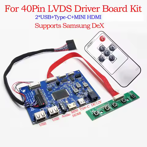 2*USB HDMI Type-C to LVDS LED LCD Controller board Kit for 1600x900 1920x1080 40pins 2 ch 6-bit LVDS
