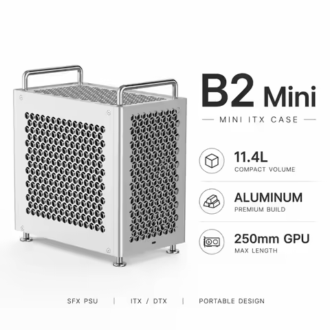 B2 Mini ITX Computer Case Aluminum Alloy Small PC Chassis 11.4L Portable Handle Case Support SFX SFX