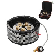 Portable Camping Butane Propane Stove Six Burners 11000W Strong Firepower with Windshield Carry Bag Stainless Steel Gas Stove Compatible with Various Tanks
