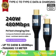 TYPE-C DATA CABLE 240WATT 480Mbps CABLE FOR TYPE C 1.5M 48V 5A QUICK FAST CHARGING 1.5 METER