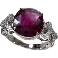 Pre-owned women's ring, size 14.5, 3.22ct rubellite, 0.32ct diamond, 7.5g, 18K white gold.
