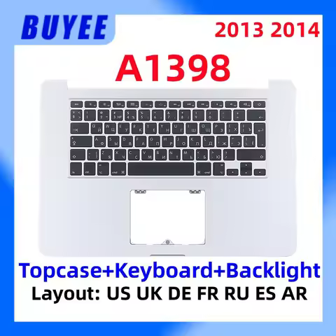 Original For MacBook Retina Pro 15.4" A1398 2013 2014 Topcase Keyboard Backlight US UK Spanish Franc