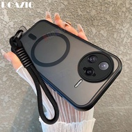 Luxury Magnetic Casing For POCO F7 Ultra F7 Pro Frosted Semi Clear With Wristband Lanyard Anti-finge