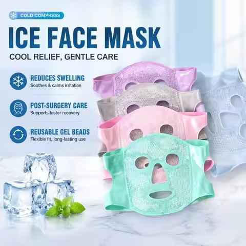 Ice Face Mask for Swelling, Cold Compress Eye Mask for Post Surgery Recovery, Reusable Gel Beads Fac