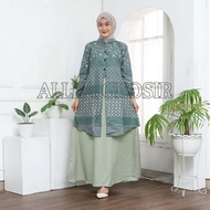 Gamis Batik Kombinasi Motif inara Modern Premium Dress Muslim Gamis Batik Kombinasi dan Kemeja Batik