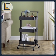 3 Tier Multifunction Kitchen Storage Trolley Rack Book Shelving Office Shelves Home Kitchen Rack With Plastic Wheel