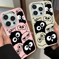 Cute Happy Coal Ball Phone Case Compatible for IPhone 11 12 13 Pro 14 15 7 8 Plus SE 2020 XR X XS Max Soft Casing Metal Buttons TPU Silicone Shockproof Cover Protector