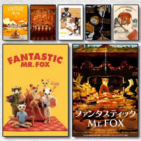 Movie F-Fantastic mr fox Poster Self-adhesive Art Waterproof Paper Sticker Coffee House Wall Decor