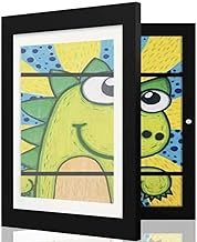 LtytyJ Front Loading Kids Art Frame in Black - 8.5x11 Picture Frame with Mat and 10x12.5 Without Mat - Kids Artwork Frames Changeable Display - Frames for Kids Artwork Holds 100 Pieces