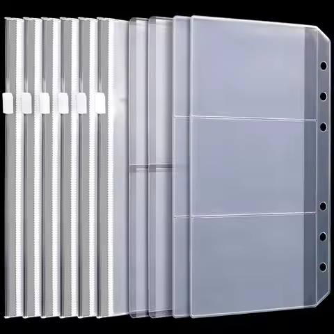 A6 Binder Pockets Zipper (3 Types)for Filofax Personal Index Pockets Bill Pouch 6-Ring Binder Plasti