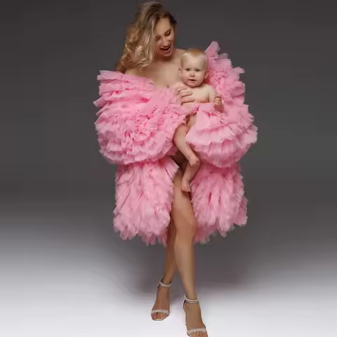 Cute Pink Puffy Tulle Jacket Women Full Sleeves Volume Coat Female Oversize Jacekt Outerwear Coat Cu