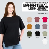 Otsky Women's Oversized T-Shirt With Slit Cotton Combed 30s X Dazza Basic Plain (2G7) Oversized T Sh