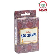 Tulasi Nag Champa Incense Dhoop Cones 15 Pieces Brown