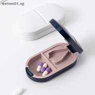 [Welove] Medicine Pill Cutter Box Portable Drug Box Useful Grinder Splitter Medicine Pill Holder Tablet Cutter Splitter Divider Pill Case [SG]