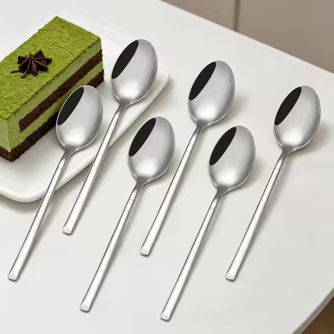 4/6/12 Pieces Stirring Teaspoons Coffee Spoon Set Stainless Steel Cake Dessert Spoon Cutlery Set For