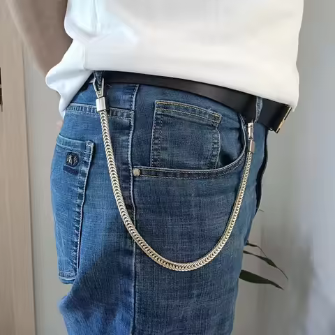 41cm Key Chains Long Metal Wallet Belt Rock Punk Trousers Hipster Pant Jean Keychain Clip Anti-lost 