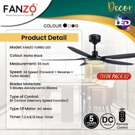 [TWIN PACK] DEKA F5DC LED PRO 56" 46" FANZO TURBO 56" 42" 5 Blades DC Motor Ceiling Fan With Light K