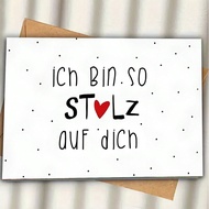 1pc Heartfelt German Encouragement Card, "Ich Bin So Stolz Auf Dich", Suitable For Giving To Depress