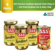 555 Premium Sardines Spanish Style 230g x3 + 555 Fried Sardines Hot & Spicy 155g