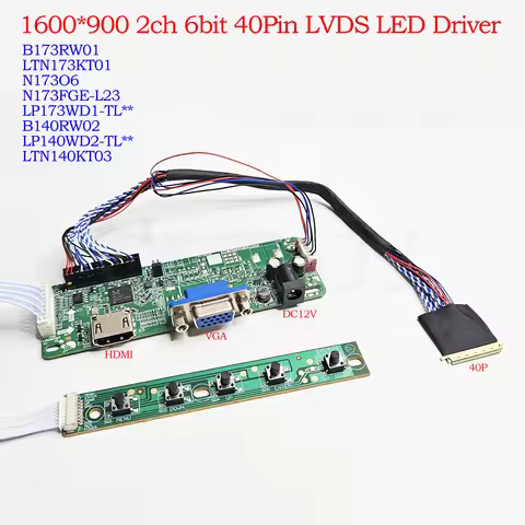 LCD Controller board Kit For 1600X900 LED N173FGE-L23 LP173WD1-TL LP156WD1 HDMI VGA Screen 40pin LVD
