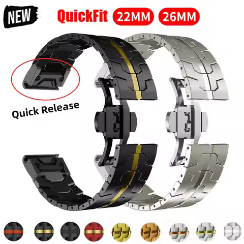 QuickFit 22mm 26mm For Garmin Fenix 7X 6 Pro Stainless Steel Bracelet For Garmin Fenix 5 GPS quatix5