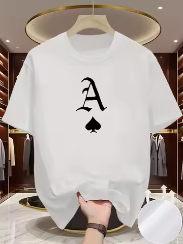 Trendy Casual A Print T-Shirt Harajuku Y2K Designer Men‘s Luxury T-Shirt men Retro Trendy Pullover M