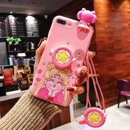 Samsung Galaxy M30 A40S  A6 2018 A6S A6 Plus J8 2018 A8 M20 M10 M14 M54 F54 2018 A8S A8 Plus 2018 Cute Cartoon Sailor Moon Phone Case (Including Stand Doll &amp; Lanyard)