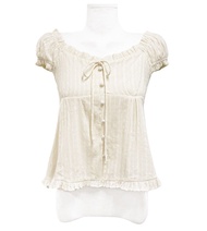 SEI Korean Style Summer Shirt Casual Workwear Pants Bow Tie Bubble Sleeve Short Sleeve Commute Strai