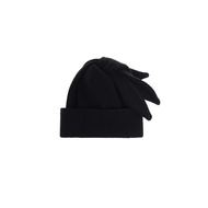 [ZIPPER] 6cRAyon 3-Ear Knit Beanie Black Three-Ear Knitted Wool Hat (With PIN)