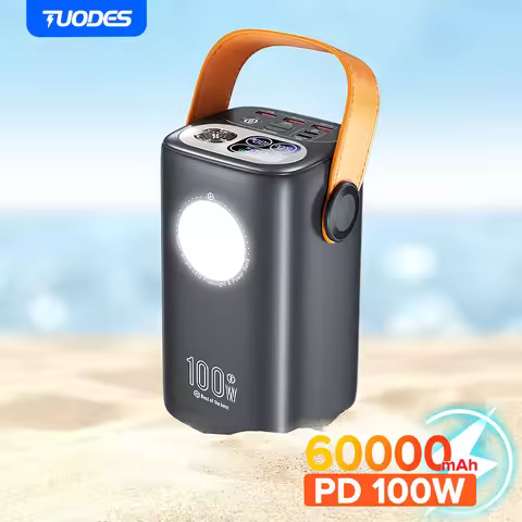 Tuodes Power Bank 60000mAh Ultra External Battery Capacity PD100W Fast Charging Out Door Power Stati