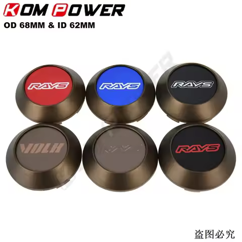 4PCS OD 68MM / ID 62MM Bronze Sport Rim Cap VOLK RAYS Racing Logo Sticker Wheel Cover Cap Wheel Cent