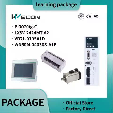 Wecon IIoT learning package PI3070ig-C HMI+LX3V-2424MT-A PLC+VD2L-010SA1D 0.4kW Servo kit(include 3m