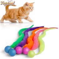 TOPTOOL 5 PCS Bouncy Ball, Indoor Cats Fuzzy Worm Cat Toys, Ball Durable Colorful with Tail