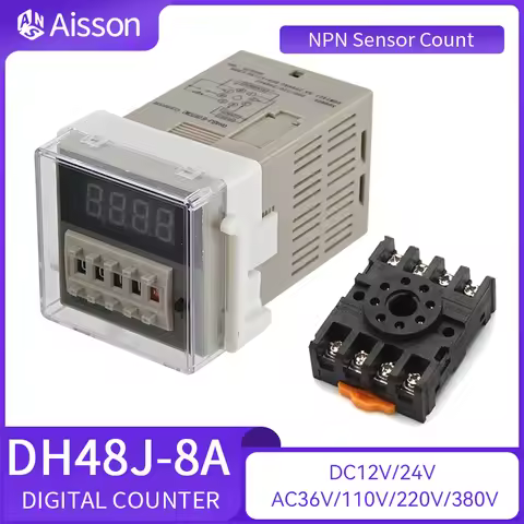 DH48J-8 8A 11A Electronic Preset Digital Display Counters Relay NPN Sensor Count Acyclic 8PIN 11PIN 