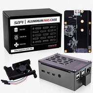 52Pi Raspberry Pi 4 Aluminum NAS Case with PWM Fan and M.2 SATA SSD Adapter Board, Raspberry Pi 4 Pa