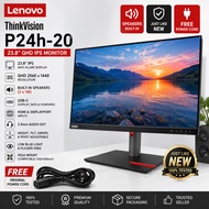 Lenovo ThinkVision P24h-20 24” QHD IPS Monitor USB-C HDMI DP LAN Built-in Speakers Height Adjustable