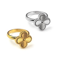 TC178 Van Cleef 4-petal flower titanium ring with machine-touched hook