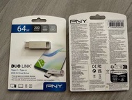 PNY Duo Link 64GB USB 3.2 USB-C Drive 手指全新未用